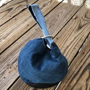 Upcycled Denim Jeans  Knot Bag Wristlet